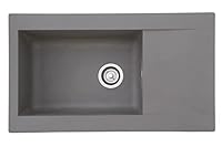 Respekta Denver Mineralitespüle in Betongrau / 1 Becken Einbauspüle in 86 x 50 cm / Spülbecken geeignet für Unterschränke ab 60 cm Breite