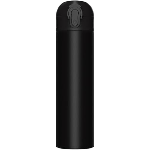 水筒 真空断熱ケータイマグ 500ml 本体もパーツもすべて食洗機対応 ワンタッチオープン ステンレス ボトル 保温保冷 日常通勤通学・コンビニ飲み物入れ/短途ハイキング/家庭日常・子供給水/旅行・ドライブ中飲料保温保冷用 (ブラック)