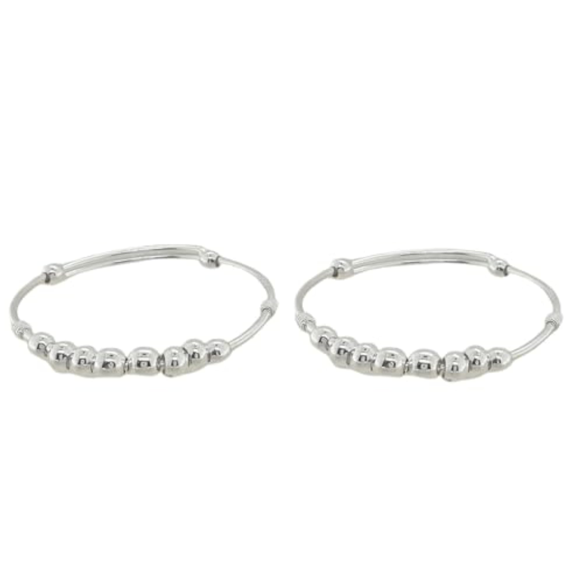 925 Silver Designer Adjustable Moving Ball Style Kada for Baby Girl
