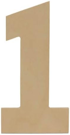 Wooden Number 1 Cutouts 12", Wooden Numbers for Wall Decor, Home Decor, Crafts, and Party Decorations by Woodpeckers