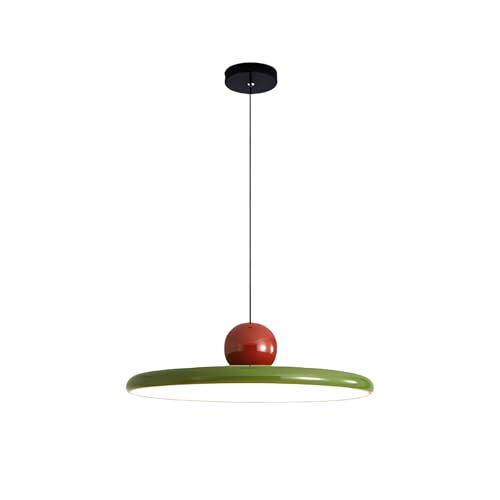 S-Cevada Lámpara Colgante Moderna 40cm LED Dimmable Lámpara Suspendida de Metal Vintage con Portalámparas de Color para Dormitorio Isla de Cocina Salón Pasillo Comedor (Rojo+Verde)