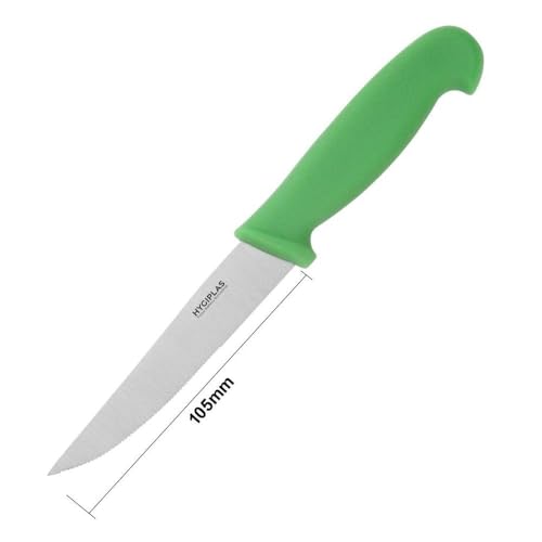 Hygiplas Serrated Vegetable Chef Knife Green 10.5cm - Stainless Steel Sharp Blade, Corrosion and Rust Resistant, Dishwasher Safe C862 - Image 6