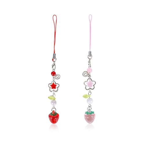 Bijou de téléphone cristal de fraise Y2K, l'accessoire tendance pour vos sacs et Airpods