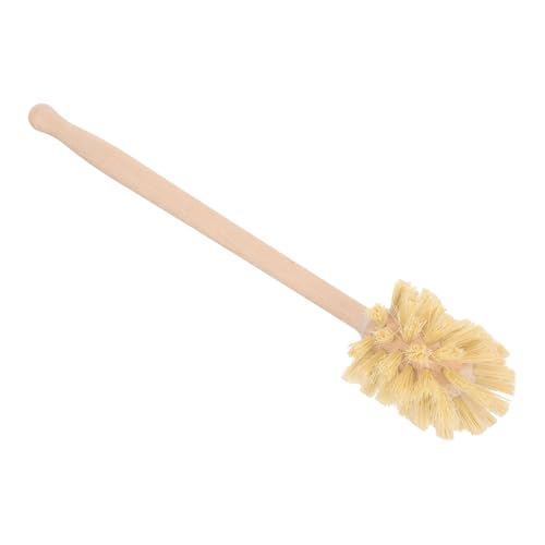 Ciieeo Long Handle Beech Wood Toilet Brush with Stiff Scrubber