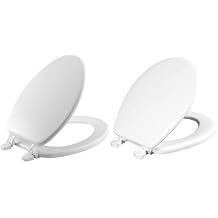 BEMIS 1400TTA 000 Economy Toilet Seat, ELONGATED, Durable Enameled Wood, White & Mayfair Athens Toilet Seat, 1 Pack Round, White