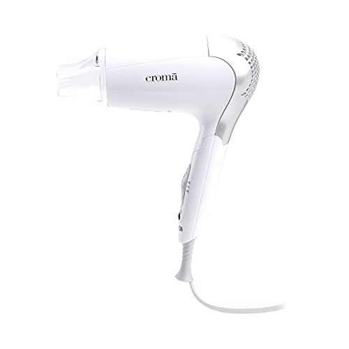 Croma 1000W Dual Voltage, Foldable Hair Dryer with 2 speed Settings (CRAH4056, Grey & White)