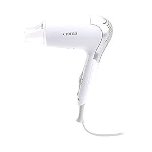 Croma 1200W Dual Voltage, Foldable Hair Dryer with 2 speed Settings (CRAH4056, Grey & White)