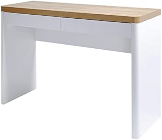 Amazon Brand - Movian Aulne 2-Drawer Desk, 111 x 39 x 76cm, White/Light Brown Oak-Effect Top