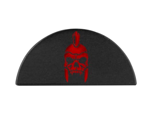 NDZ Performance Grip Frame Plug for Glock 43X 48, Black Aluminum with Red Laser Engraved Trending Images - Spartan Skull Helmet