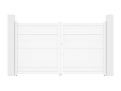 Vente-unique - Portail battant aluminium plein L305 x H181 cm