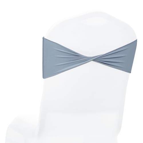 Dusty Blue 75-pack Spandex Chair Sashes no-buckle elastic chair bands