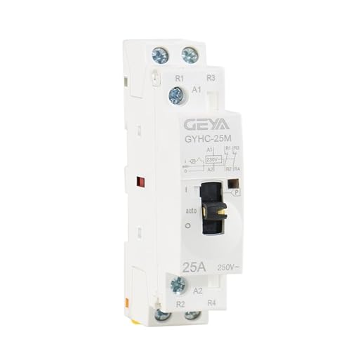 Contacteur domestique 2P 16A 2NO 220V avec commande manuelle pour rail DIN