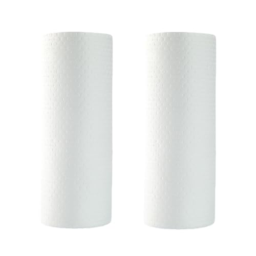 2 rollos de toallitas de limpieza reutilizables en seco y húmedo, doble propósito, limpieza del hogar, toalla de papel de cocina, absorbente, no grasosa, tela no tejida, 25 x 25 cm (50 unidades)