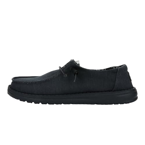 Image of HEYDUDE Women's Wendy Canvas, Womens Shoes, Women's Slip-on Loafers, Comfortable & Light-Weight Black /Black