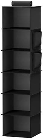 YOUDENOVA Hanging Closet Organizers and Storage, 6-Shelf Hanging Closet Shelves, Black