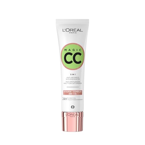 L'Oréal Paris - CC Crème 5-en-1 - Crème Universelle Anti-Rougeurs - Enrichie en Vitamines B5 et E - Hydratation 24H - Peaux Sensibles et Peaux Grasses - Magic CC...