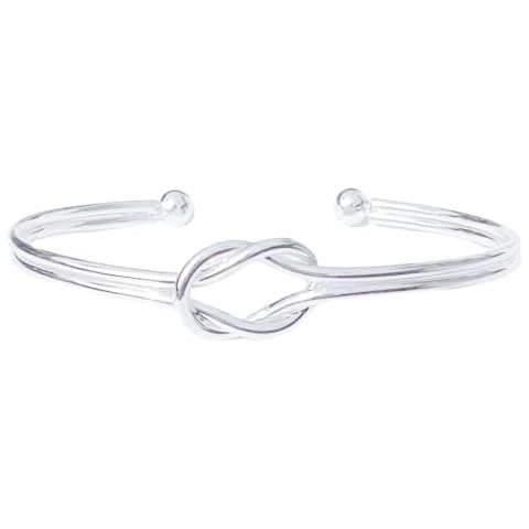 Peach Bomb Silver Infinity Knot Open Bangle Bracelet for Women. Jewellery Gift for Her Birthday, Valentine's, Anniversary. Delivered in a Gift Box Cover