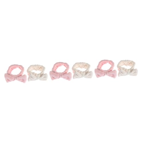 Bandeau avec nœud maquillage et soin visage 6 pièces rose et blanc