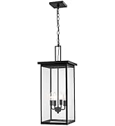 Millennium 2605-PBK Four Light Outdoor Steel Hanging Lantern, Anti-Rust Powder Coat Black, Wet Ra...
