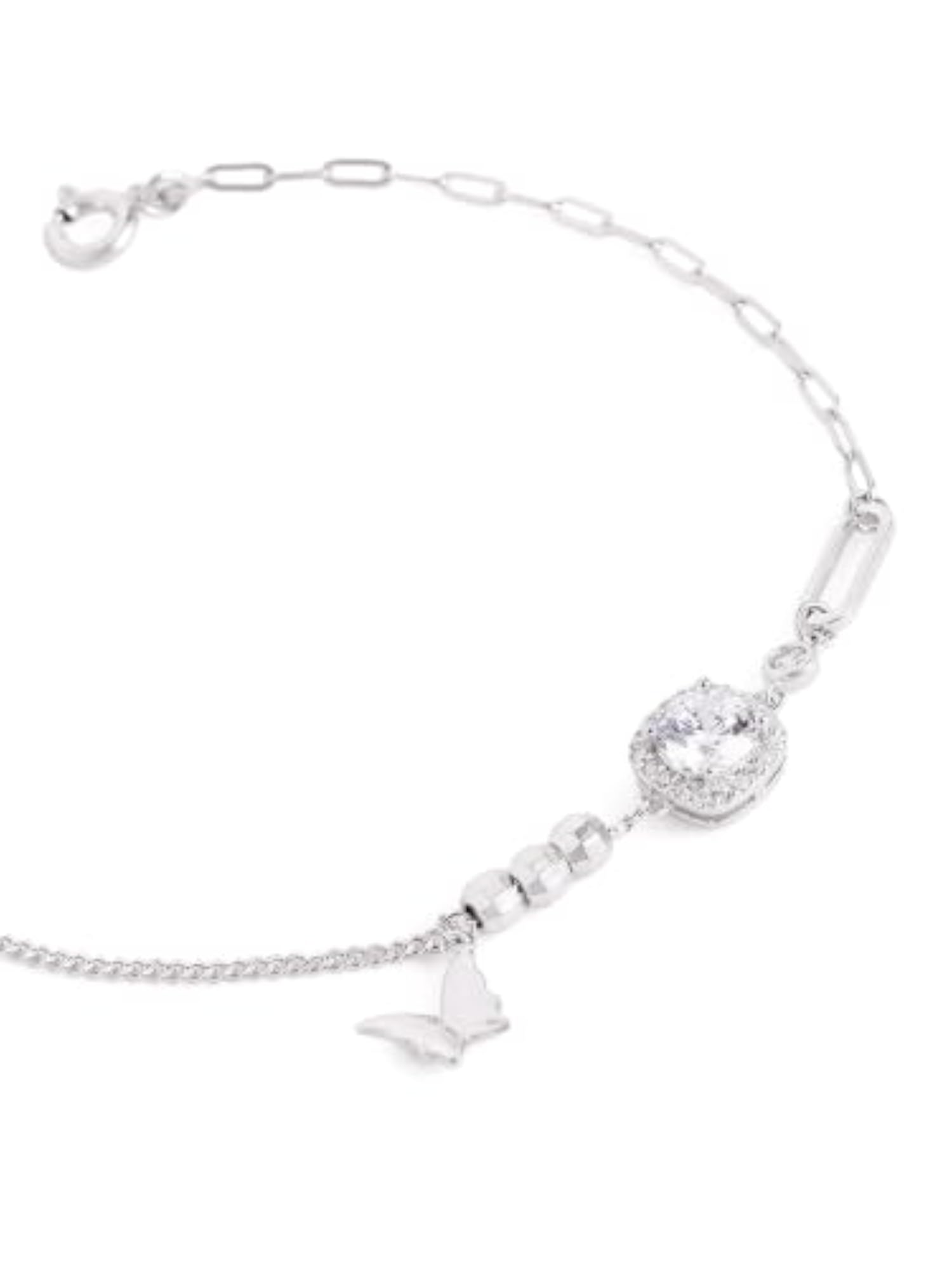 Women's 925 Sterling Silver Solitaire Butterfly Spark Bracelet, Adjustable Gift