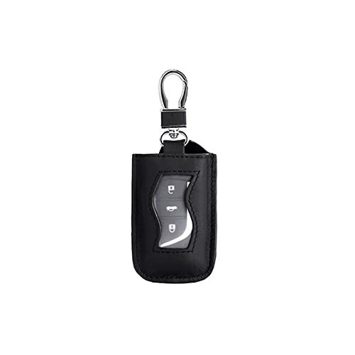 ihreesy Car Key Protector Cover,Cow Leather Car Key Holder Key Fob Protector Case Universal Car Smart Key Chain Keychain Holder with Zipper,Black