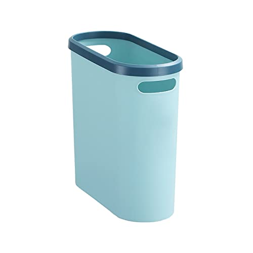 Poubelle de bureau sans couvercle en plastique bleu avec anneau de serrage pratique