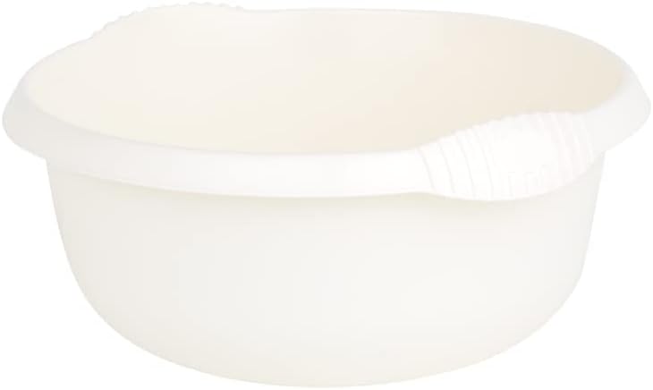 Plastic Round Bowls Kitchen Sink, Basin Mixing, Washing Up Bowl Tidy Organizer (28cm Round Bowl, Soft Cream)