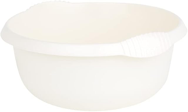 Plastic Round Bowls Kitchen Sink, Basin Mixing, Washing Up Bowl Tidy Organizer (28cm Round Bowl, Soft Cream)