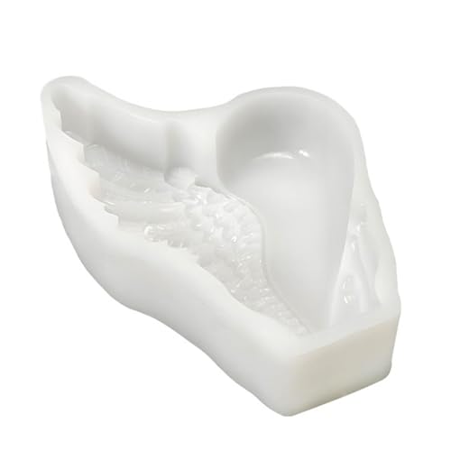 Obotsnoi Molde de silicona con forma de corazón de ala de mano para jabón, chocolate, silicona, multiusos, con forma de corazón