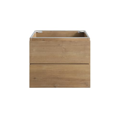 Noeko 24 Inch Wall Mounted Bathroom Vanity Cabinet Natural Oak Floating Two