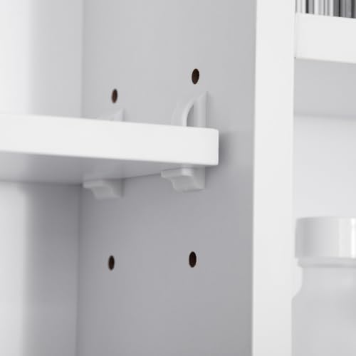 Miniatura 9 de Kleankin Armario De Baño Con Espejo Armario De Pared Mueble De Baño Colgar Con Puerta Estantes Abiertos 100x15x70 Cm Blanco