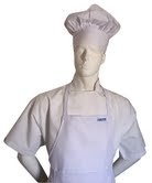 CHEFSKIN WHITE APRON ADULT SIZE, NEW REAL ULTRA LIGHTWEIGHT FABRIC, COOL AND COMFORTABLE CENTER POCKET, FABRIC STRAPS, WONT FADE (ADULT SIZE (fits most) 21 X 28 in)