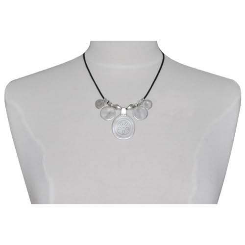 Collier médailles argentées chaman Les Poulettes au design ciselé - 2