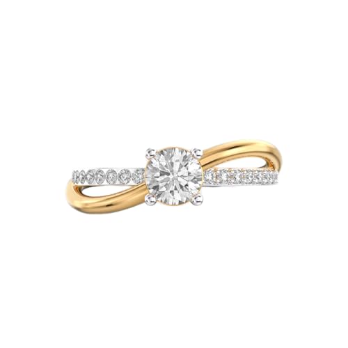 Bague moissanite ronde en argent sterling 925 plaqué or bijou femme WWJR_0143