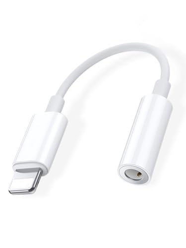 Adaptador Auriculares iPhone [Certificado Apple MFi] Adaptador Lightning a Jack 3,5 Cascos Auxiliar Audio Cable Jack Accesorios Compatible con iPhone 14/14 Pro/13/12/11/Xs/XR/X/8/7 para Todos los iOS
