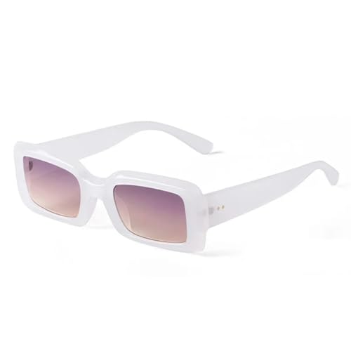 Lunettes de soleil rectangulaires rétro UV400 pour femme avec verres colorés violet et bleu