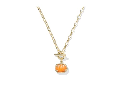 Kendra Scott Womens Pumpkin Link and Chain Necklace Gold Orange Mother Of Pearl One Size
