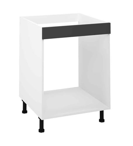 PEGANE Meuble Bas de Cuisine pour Four Coloris Gris - Hauteur 85 x Longueur 60 x Profondeur 58 cm
