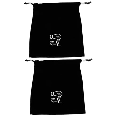 Happyyami 2 Piezas Bolsa Para Secador De Pelo De Franela Cabello Bolsa De Almacenamiento De Secador De Pelo Viajar Largo Neceser De Viaje Bolsa De Viaje Con Cordón Black