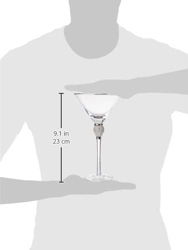 Miniatura 8 de Sister.ly Drinkware, juego de 2 vasos de Martini con diamantes de imitación con borde plateado, vasos de cóctel de 10 onzas y púas de cóctel