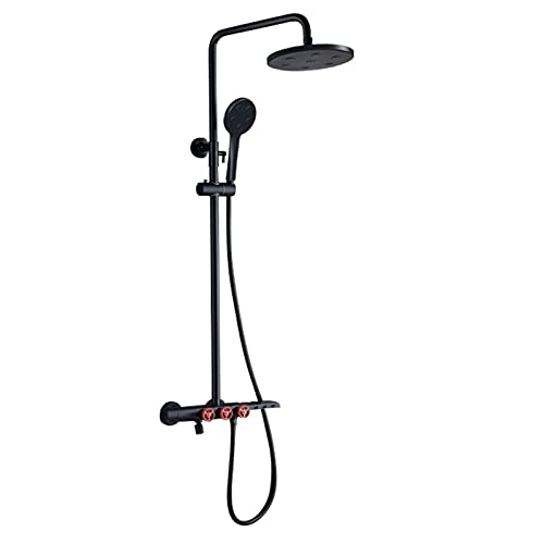 Système de douche noir de style industriel avec mitigeur de baignoire et douchette