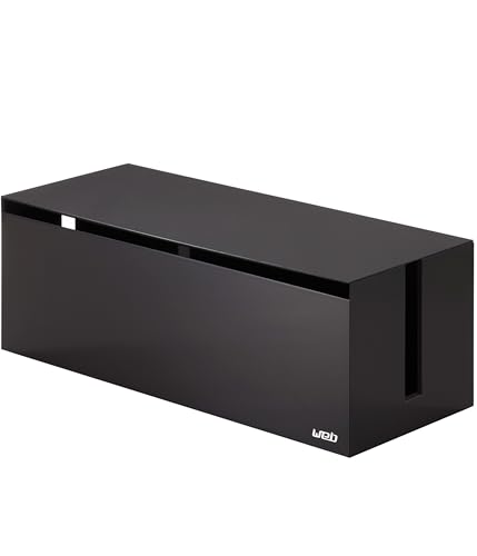 山崎実業(Yamazaki) ケーブルボックス ウェブ L ブラウン 約W40×D15.5×H14.5cm 電源タップ ケーブル 収納 2708