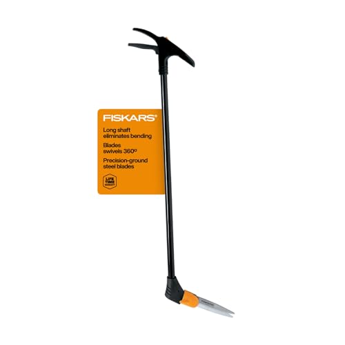 Fiskars Grass Shears, Long Handle, 36' Handle Lawn Shears for Trimming Grass while Standing, Lawn Cutter with 360-Degree Swivel Blade