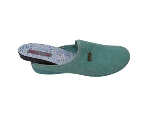 Biorelax Zapatillas de Estar por casa/Mujer Apto Plantilla ortopedica/Plantilla Extraible/Empeine :Algodón Rizo/Aguamar/Talla 40