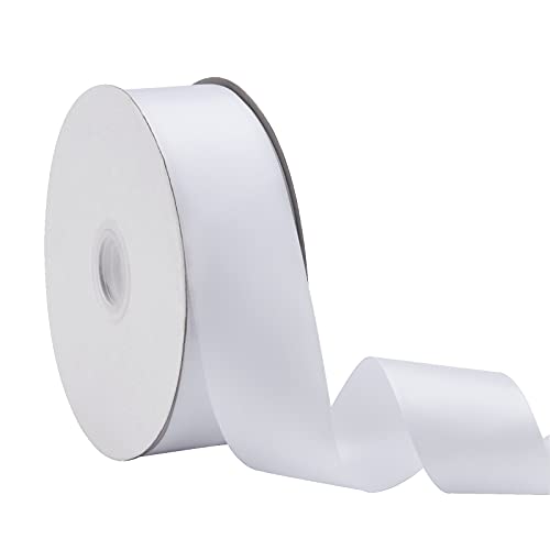 Hapeper 1-1/2 Inch Double Face Satin Ribbon, 50 Yards (White) #TOP13