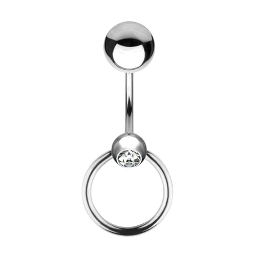 TOOLSSIDE VCH Piercing Jewelry with Removable Ring Stainless Steel Belly Button Ring Navel Piercing Jewelry Belly Rings for Women 14G Belly Button Piercing