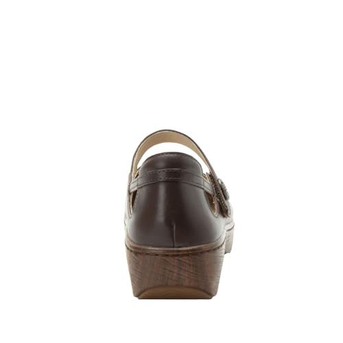 Image of Alegria Women's Onika Leather Wood Grain Mary Jane Shoes
