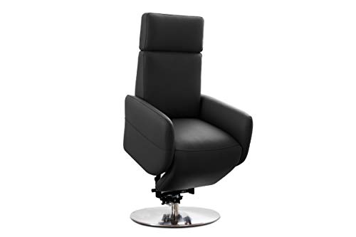Cavadore TV-Sessel Cobra / Fernsehsessel mit 2 E-Motoren, Akku und Aufstehhilfe / Relaxfunktion, Liegefunktion / Ergonomie L / 71 x 112 x 82 / Echtleder Schwarz – Bild 6