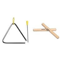 CASCHA Triangel, Triangle, Instrument für Percussion mit Schlägel & Gummigriff, HH 2004 & Klanghölzer, Klangstäbe aus Holz, 1 Paar, Percussion Instrument, Claves