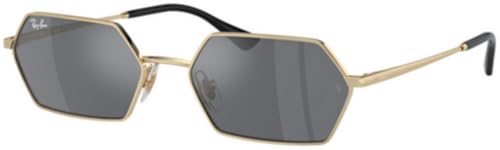 Ray-Ban RB3728 Sunglasses Bundle: RB 3728 YEVI 92136V Light Gold/Dark Grey Flash Silver Polyamide Standard and Eyewear Cleaning Kit